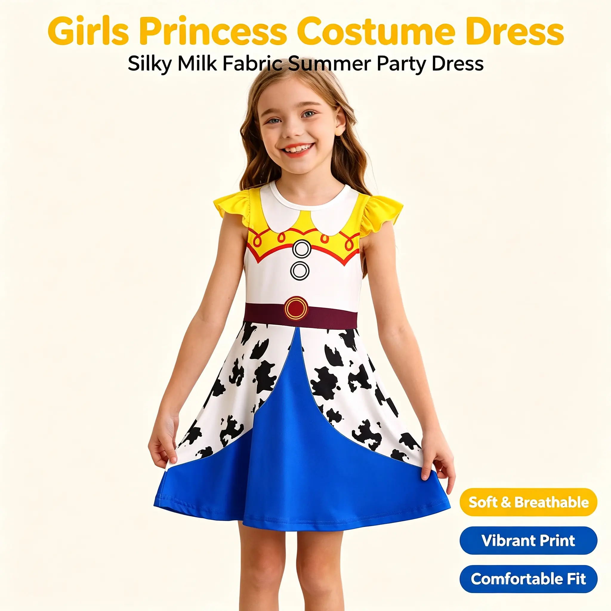 Girls Princess Milk Silk Dress | Summer Party Performance Costume