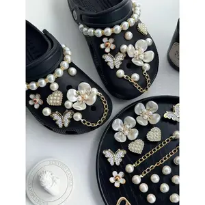 26-Piece Elegant Golden Footwear Charms Set, Chic Butterfly-Flower-Heart Decorations, Plain Hole Shoes Accessories, Sparkling Football-Themed Yellow Cartoon Clips for Abs Chains, Fashionable Novelty Jewelry # shoe accessory bedroom fit customized charm