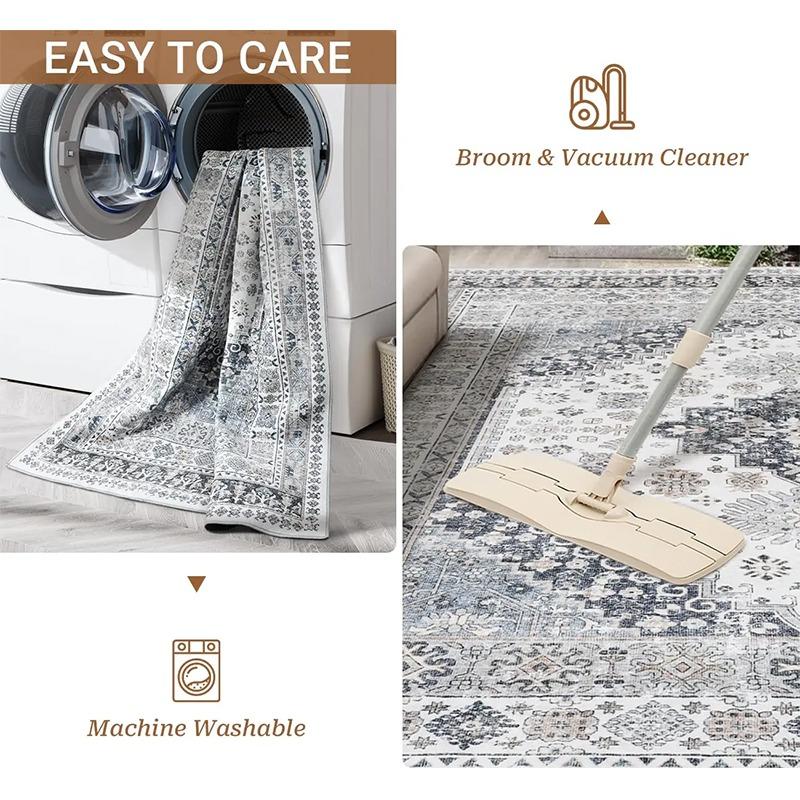 Floral Pattern Non-slip Floor Mat, 1 Count Round Washable Foldable Soft Floor Mat, Decorative Carpet for Home Living Room Bedroom, Round Floral Rug