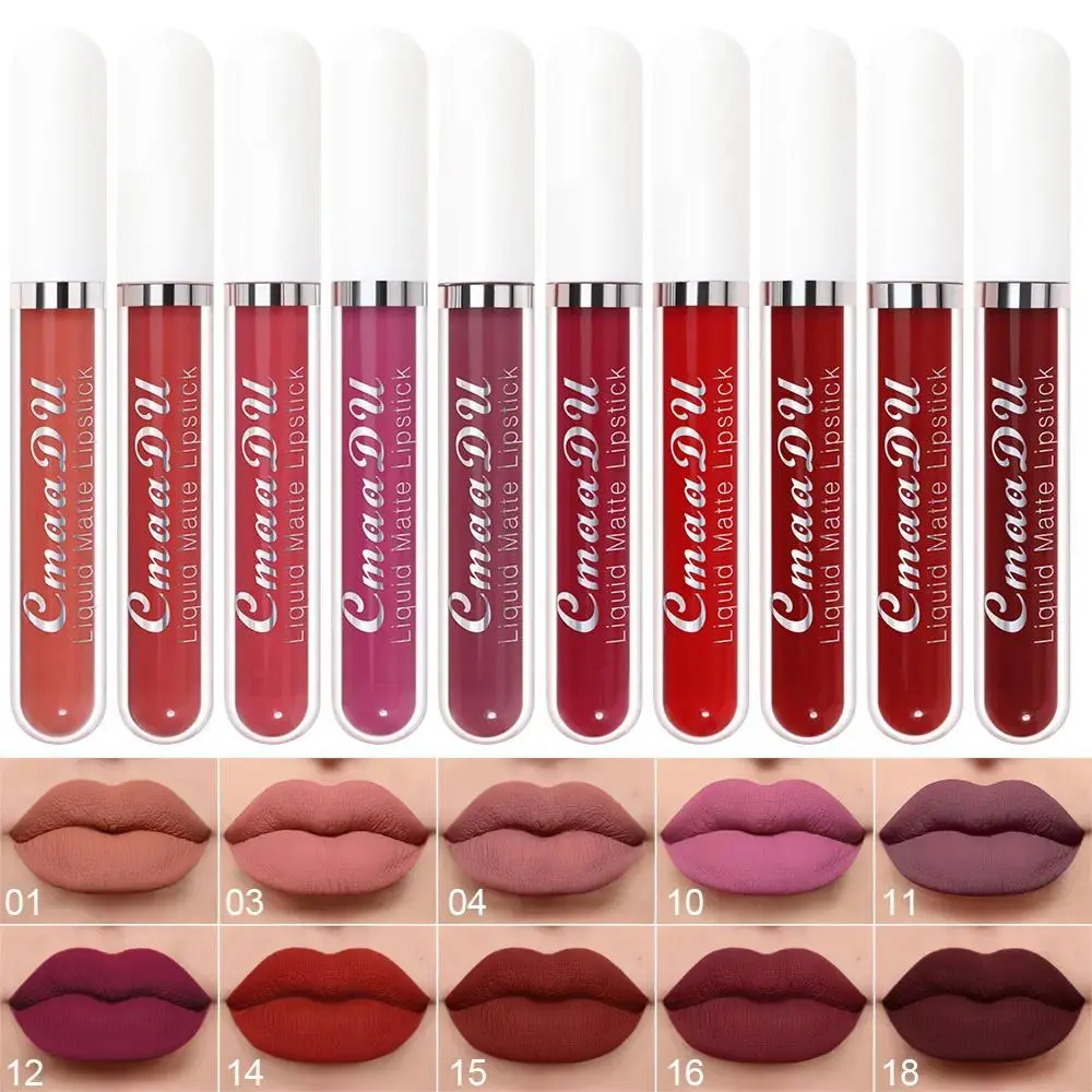 CmaaDu 10 Pcs Matte Lipstick Cosmetic Long Lasting Waterproof Lip Glaze Nonstick Easy To Apply Long Lasting Lipgloss Suitable For Beginners Beauty Makeup