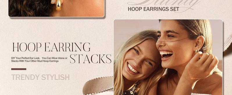 LOLIAS Small Chunky Gold Hoop Earrings for Women Hypoallergenic Gold Silver Hoops for Sensitive Ears Non Tarnish 14K Gold Filled Huggie Hoop Earring Stacks for Multiple Piercing Lightweight 3Pairs