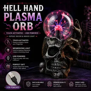 Gothic Skull Touch Sensor Magic Ball, USB Powered LED Glass Ornament, Halloween Party Decor, Unique Gothic Desk Decoration, Model Xf-18