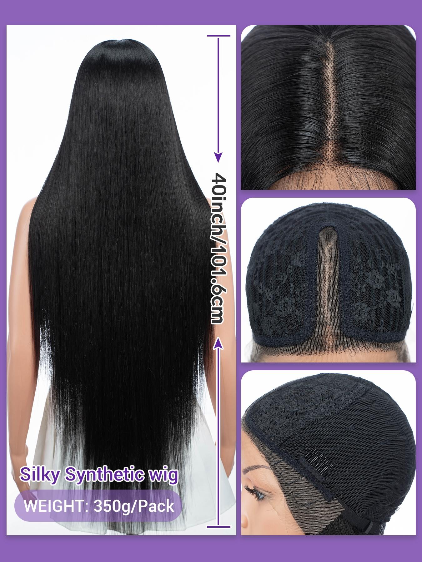 Super Long Straight Wigs with Baby Hair for Women, Gorgeous Fluffy Wigs, Synthetic Lace Front Wigs for Party, Daily Use, Glueless Frontal Wig