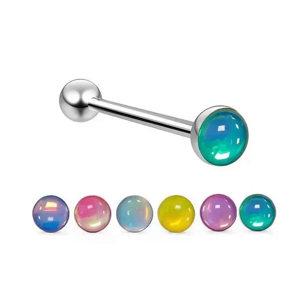 6Pcs G23 Titanium Gradient Flash Internal Thread Tongue Rings Barbell Set
