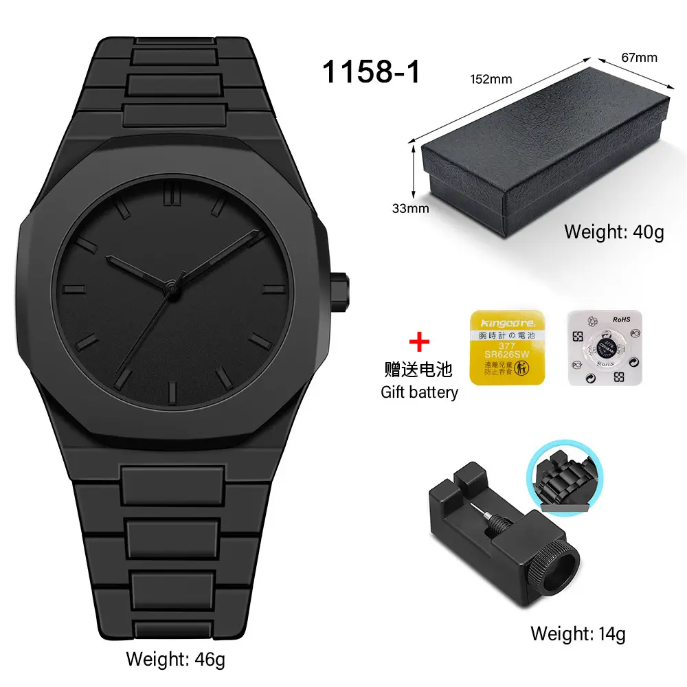 Fashionable quartz watch with plastic band, exquisite business style, waterproof, matte finish, popular for cross-border sales