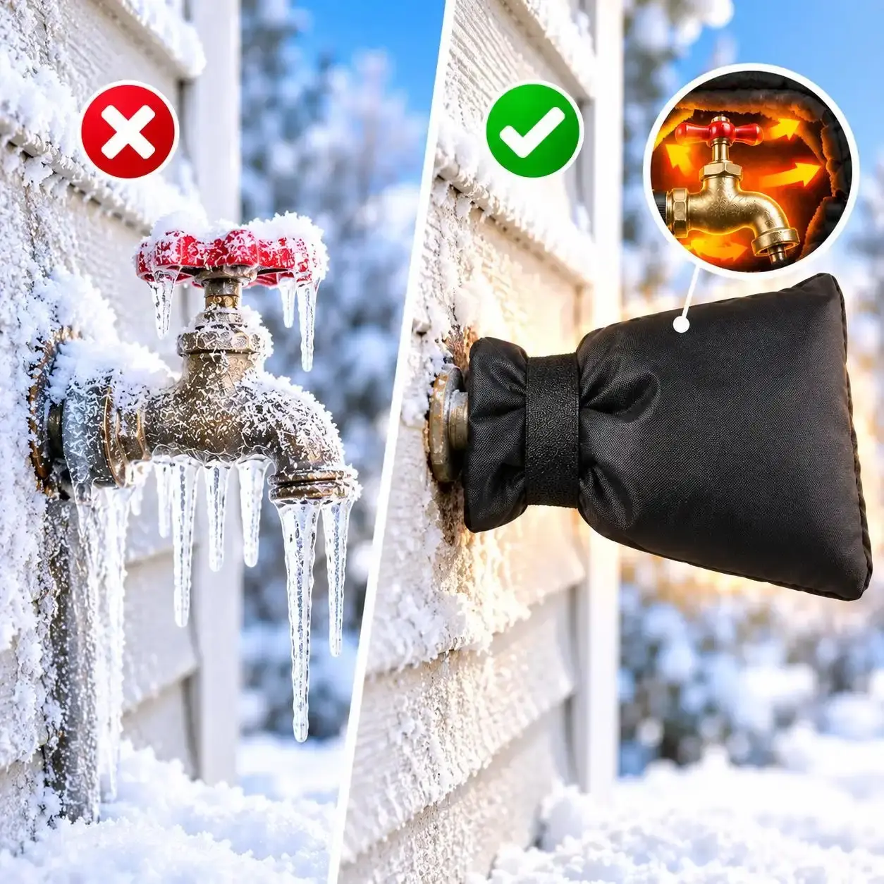 2/4/8-Pcs Outdoor Faucet Cover Pack, Acrylic Thermal Waterproof Shield with Thick Heat Barrier, Slide-On Hose Bib Socks with Strap, Reusable Winter Protection for Garden & Patio - mm2