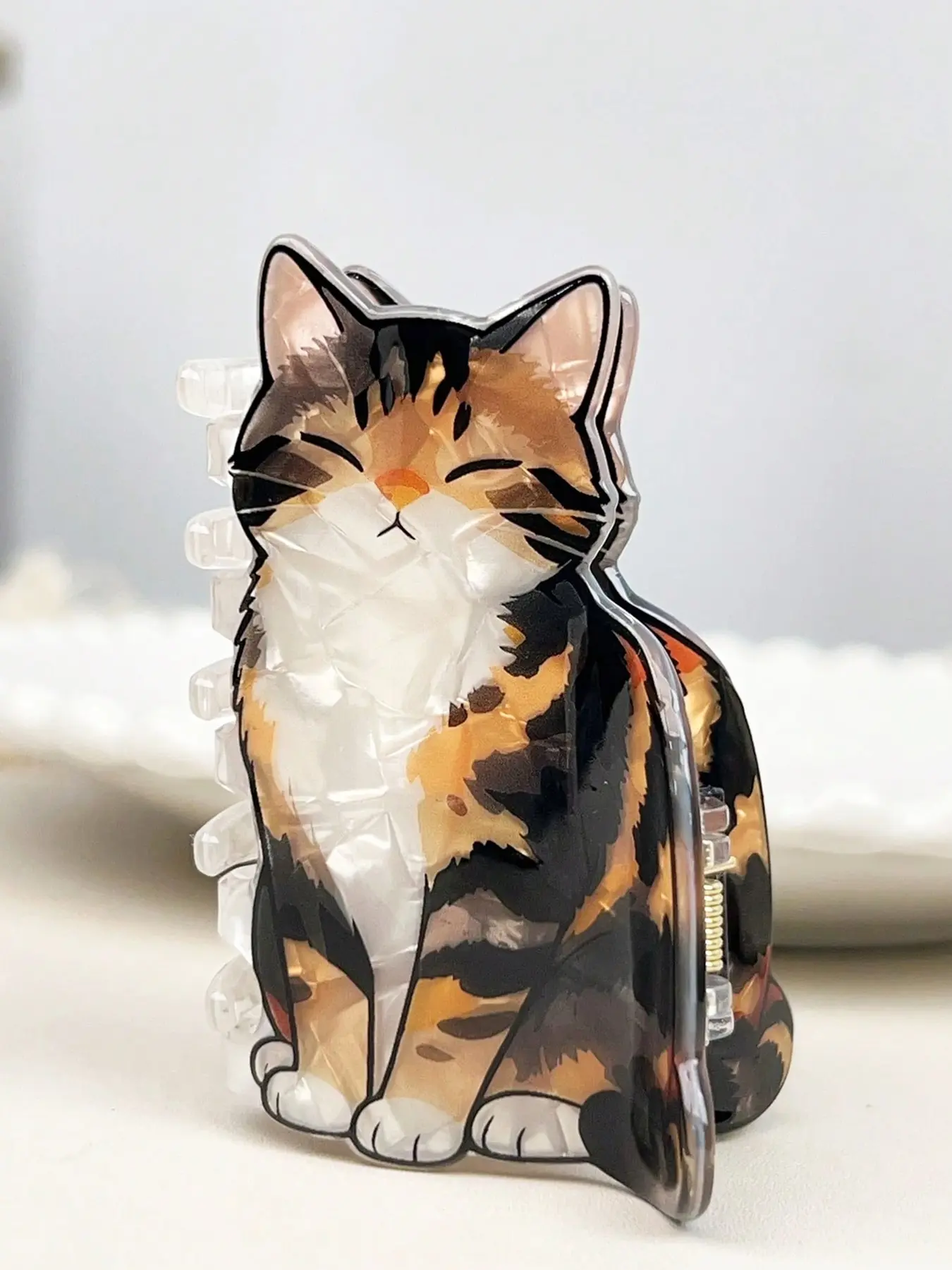1pc Cute Cat Lady Hair Claws, Fun Claw Clips, Cartoon Calico Cat, Beloved Kitten Hair Clip, Girl Hair Accessories, Suitable for Campus, Parties, Daily Leisure Hair Accessories