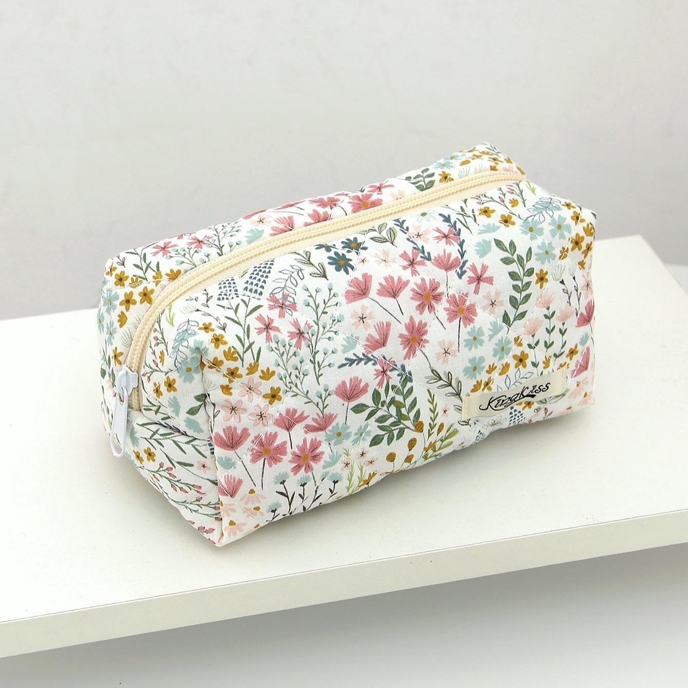 Floral Pattern Makeup Bag Set, 3 Counts Large Capacity Travel Cosmetic Storage Bag, Zipper Makeup Organizer Pouch, Travel Cosmetic Bags