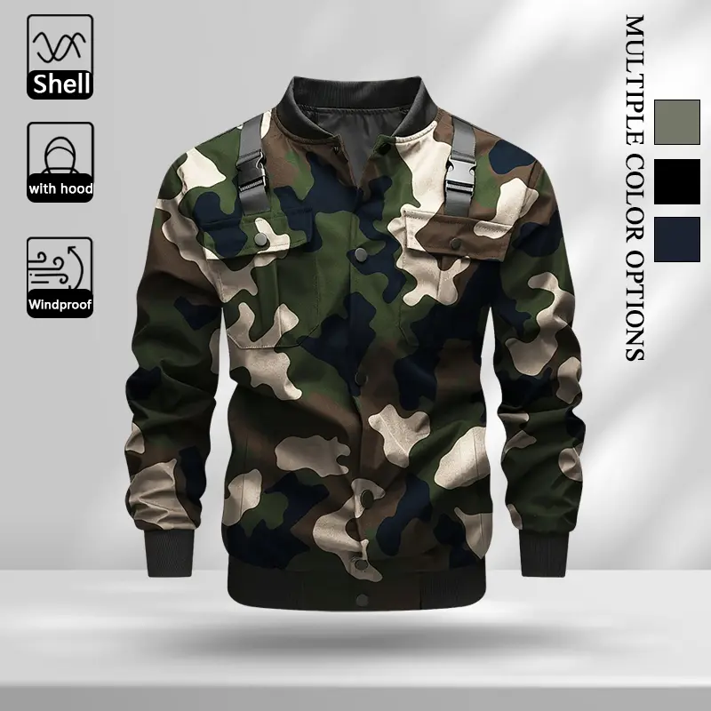 New Men's Autumn/Winter Outerwear Jackets Cross-Border Denim Jackets European Sizes American Style Amazon Washed Label Outdoor Korean Casual Camouflage