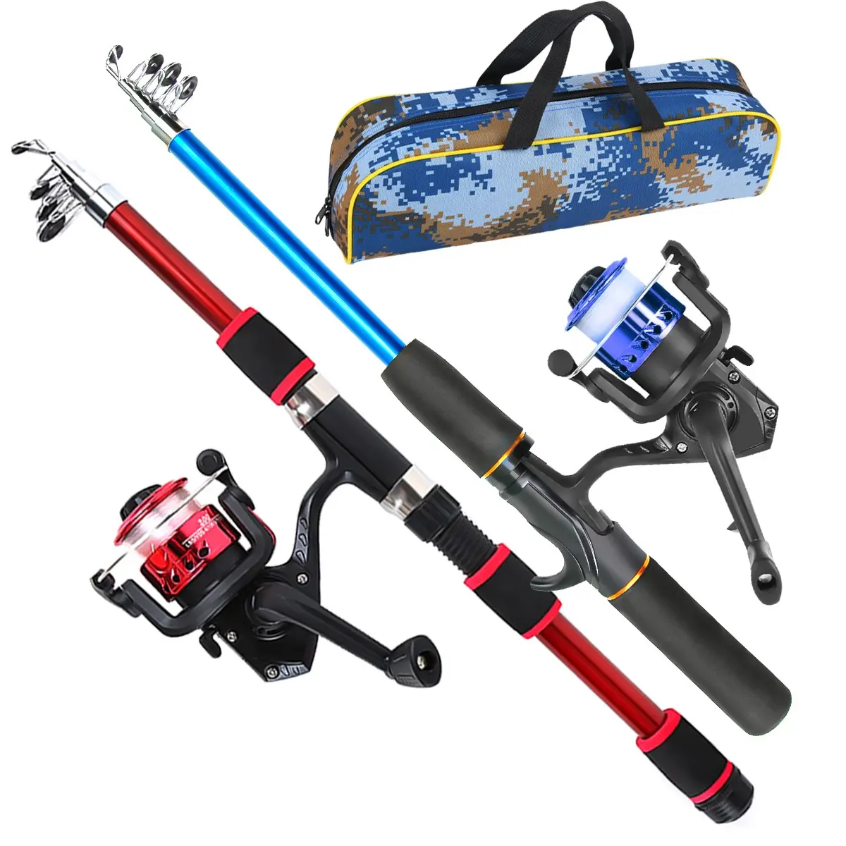 Portable Telescopic Fishing Rod and Reel Set, Includes Two Sizes, Pre-Threaded Spinning Reel, Handheld Storage Bag, Outdoor Fishing Gear, Fishing Rod Combo, Outdoor Fishing Equipment