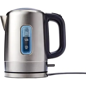 Electric Stainless Steel Kettle for Tea and Coffee, BPA-Free, Fast Boiling, Auto Shut-Off, 1 Liter, 1500W, Black and Silver