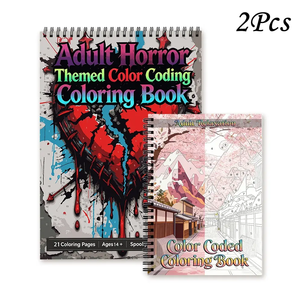 Exquisite Spiral Bound 2 Pack Adult Coloring Books A4 A5 Hand Drawn Thick No Bleed Paper For Stress Relief Mindfulness Anxiety Relief Improving Focus Ideal Holiday Gift