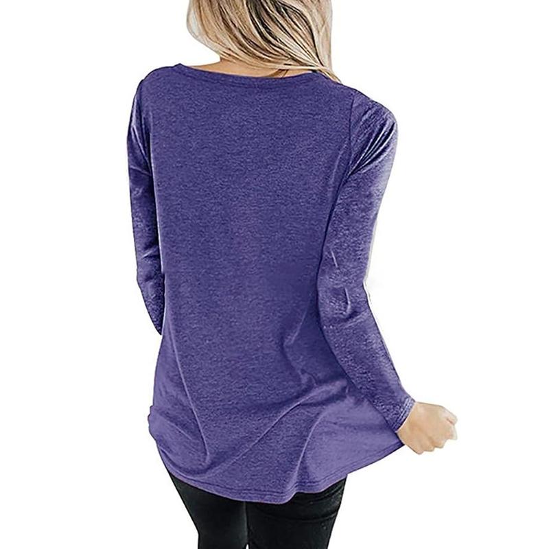 Women's Elegant Long Sleeve T-Shirts Loose Fit Criss Cross V Neck Blouse, Comfortable Plain Tunic Top for Fall and Winter Office Wear
