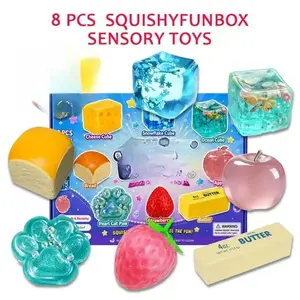 Restock Deals For You! 8-Piece Set Box Malt Sugar Stress Relief Fidget Toys, 8 Different Styles Creative Slow-Return Squishy Sensory Bundle, Party Gift Squishy Kit, summerwins