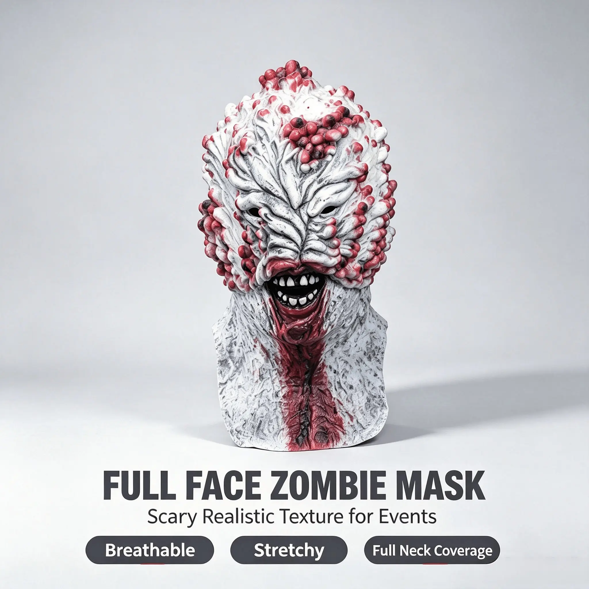 Adult Halloween Mask, Scary Latex Face Cover, Bloody Horror Full Head, Hyper Realistic Mask, Survivor Costume Accessory, Perfect for Halloween Parties