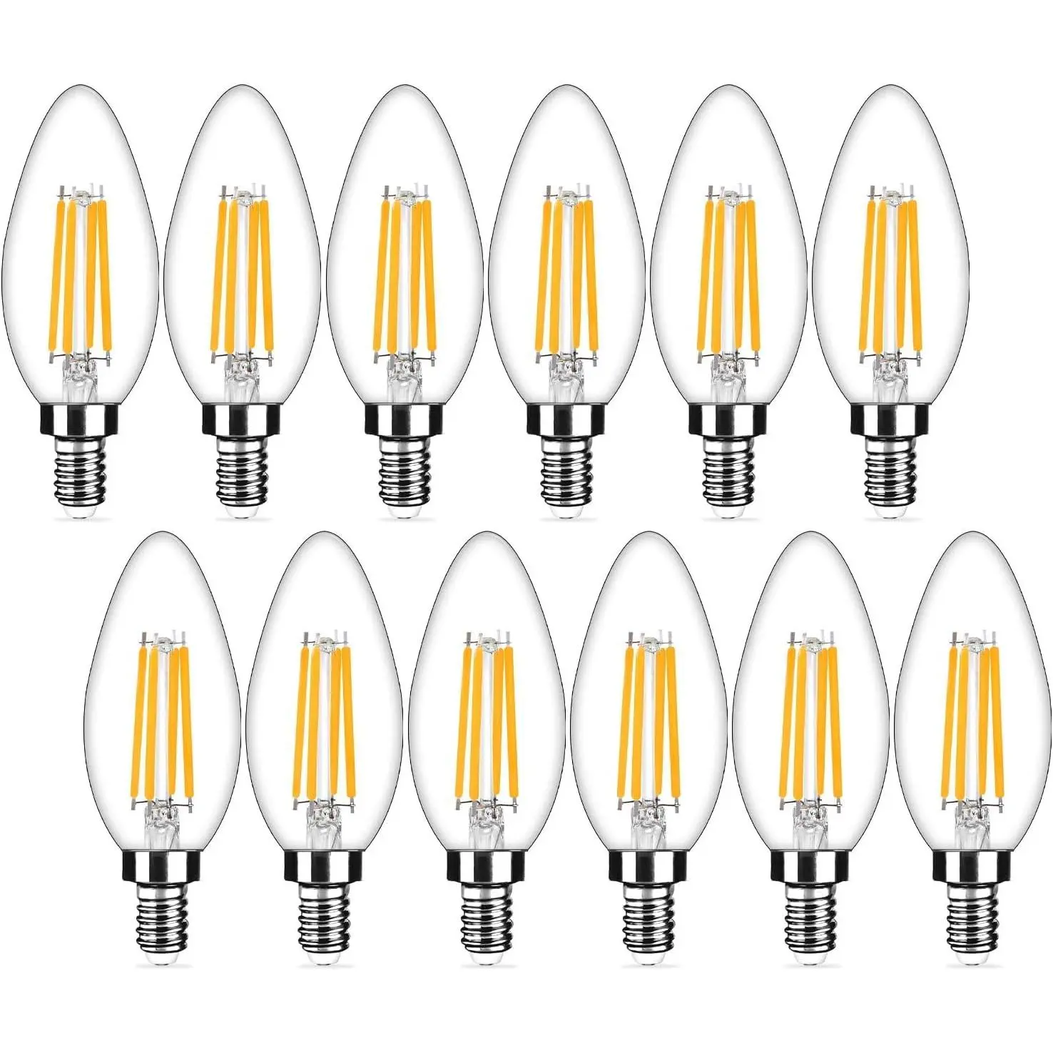 12-Pack Dimmable E12 LED Candelabra Bulbs 40Watt Equivalent, 2700K Warm White, 450Lumens, 4W B11 Vintage Chandelier Light Bulbs, LED Filament Clear Glass Candle Lamp for Ceiling Fan Home Decor1