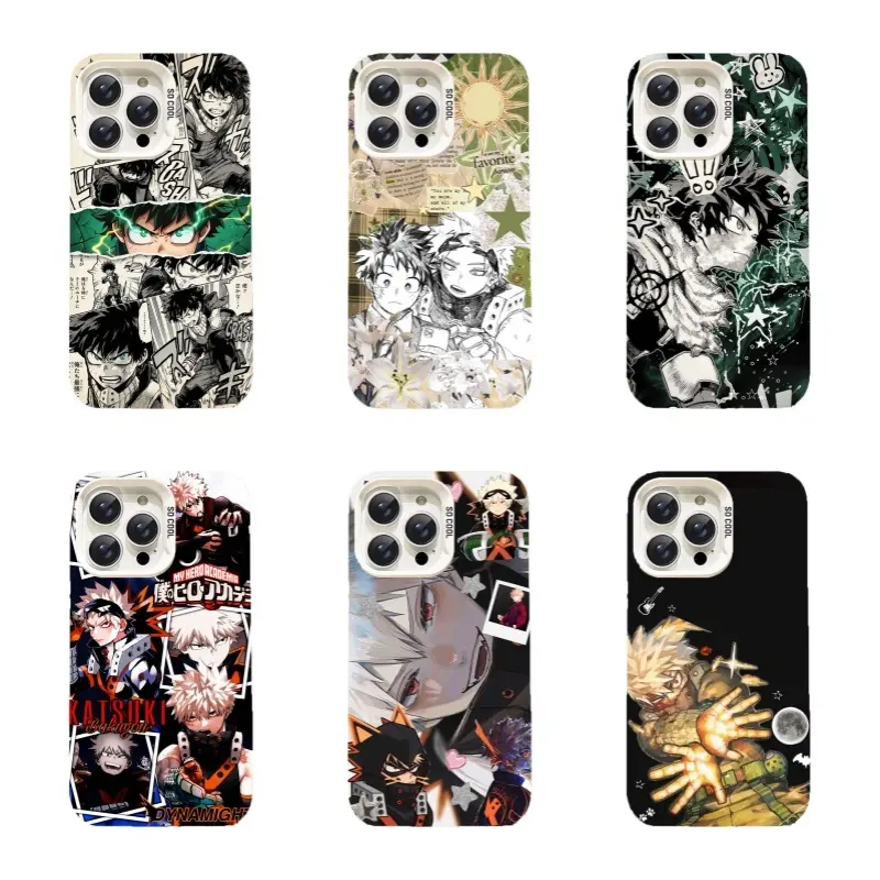 My Hero Academia Anime Collage Smartphone Casing - Bakugo & Deku Manga Panel Protective Cellphone Accessory for iPhone 17/16/15/14/13/12/11 ProMax Plus & Samsung Devices, Ideal Gift for Fans