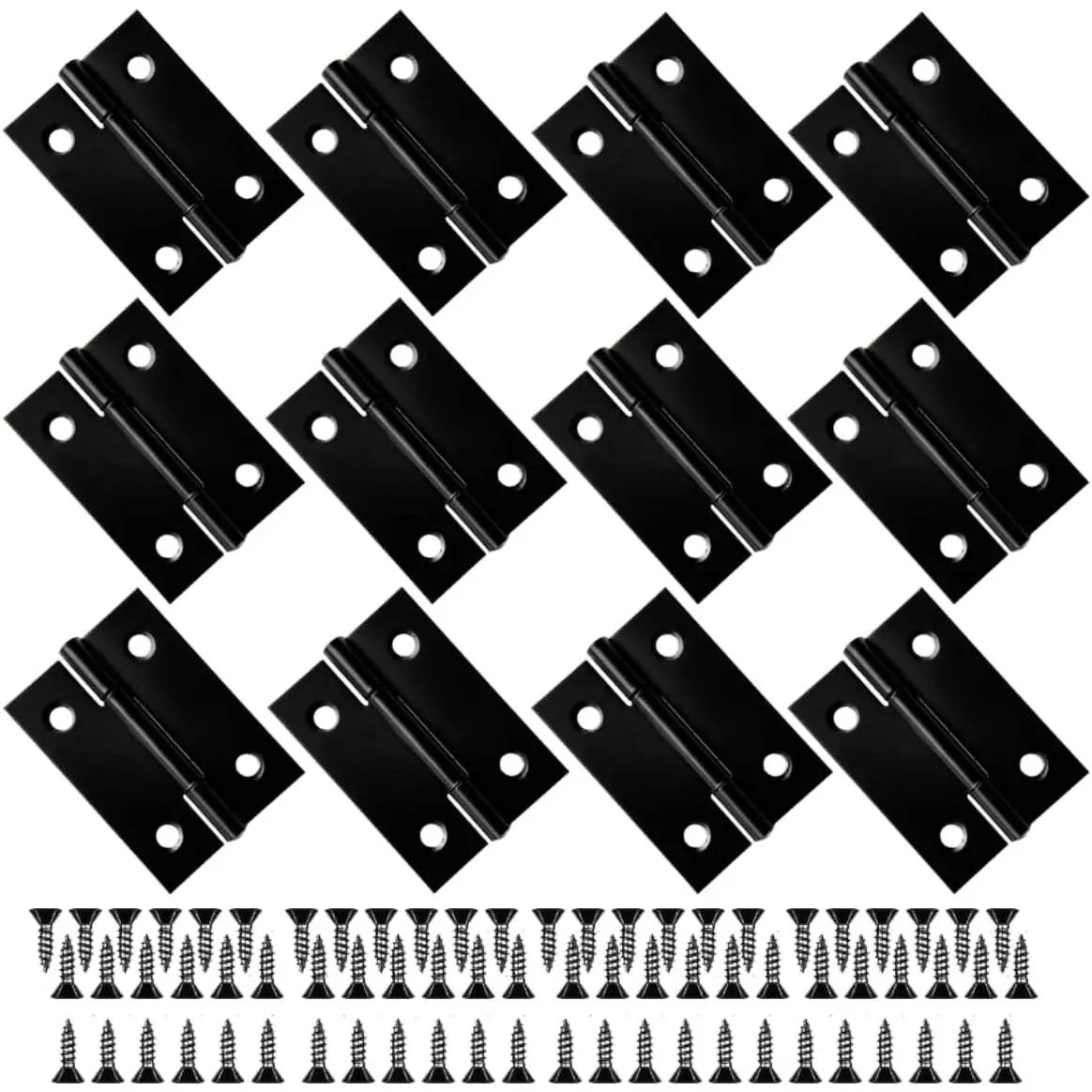 12 count 2 inches Door Hinge Cabinet Door Hinges Stainless Steel,  Furniture Use, for Door, Window Case Lid, Wooden Box Chest, Black