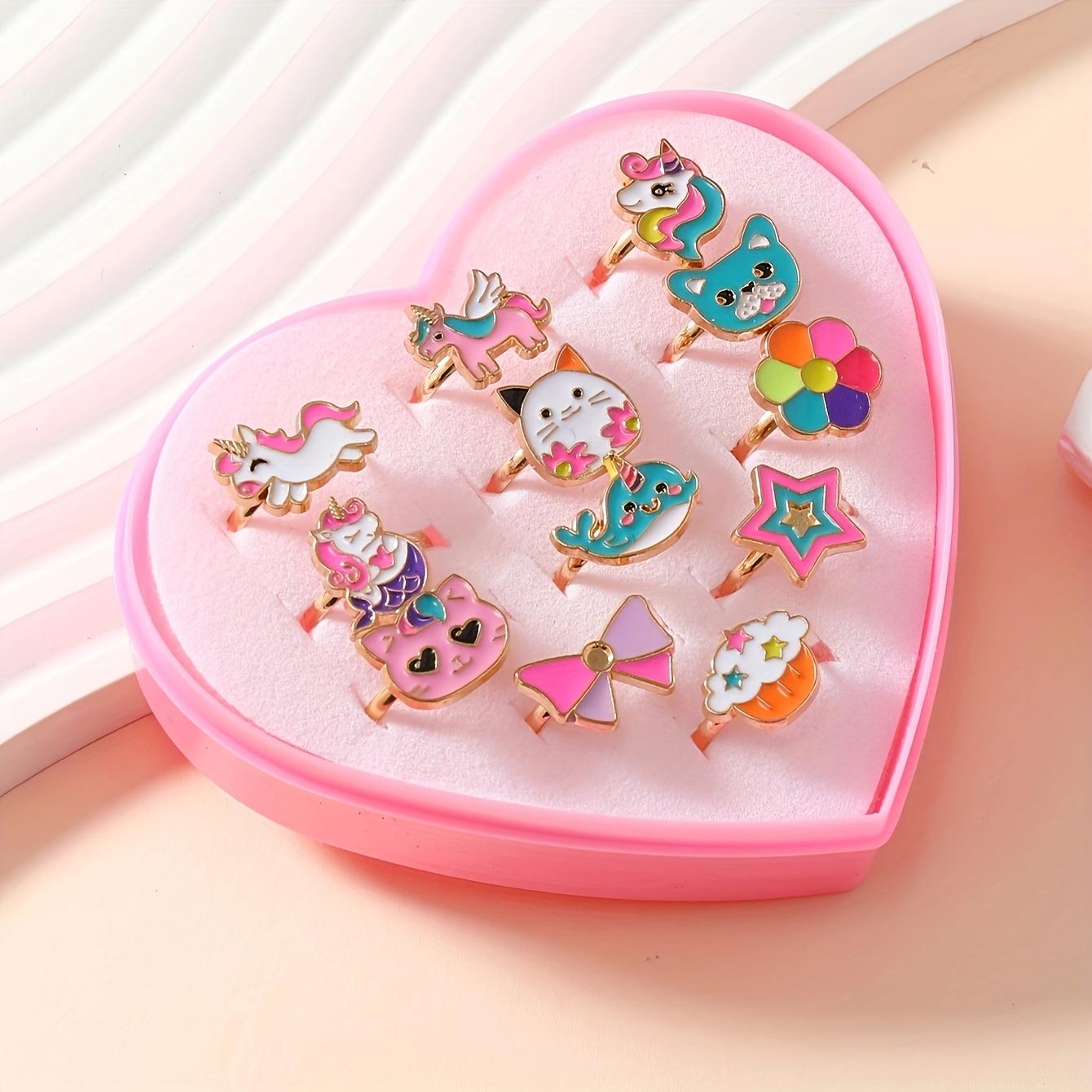 12Pcs Kids Girls Alloy Drip Oil Animal Style Adjustable Rings Set Party Favors Jewelry