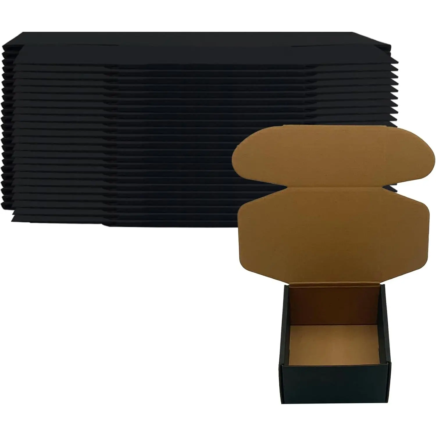 24 Pack 5x5x3 inches Black Shipping Boxes, Corrugated Cardboard Mailers | Sturdy Recyclable Mailer Boxes for Products, Gifts, and Literature. Flat Design for Easy Storage,  for Small Business