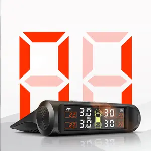 Solar TPMS Car Tire Pressure Monitoring System - Wireless, 2 Years Service, Anti-Theft, 4 Internal & External Wheel Sensors, Convenient to Replace