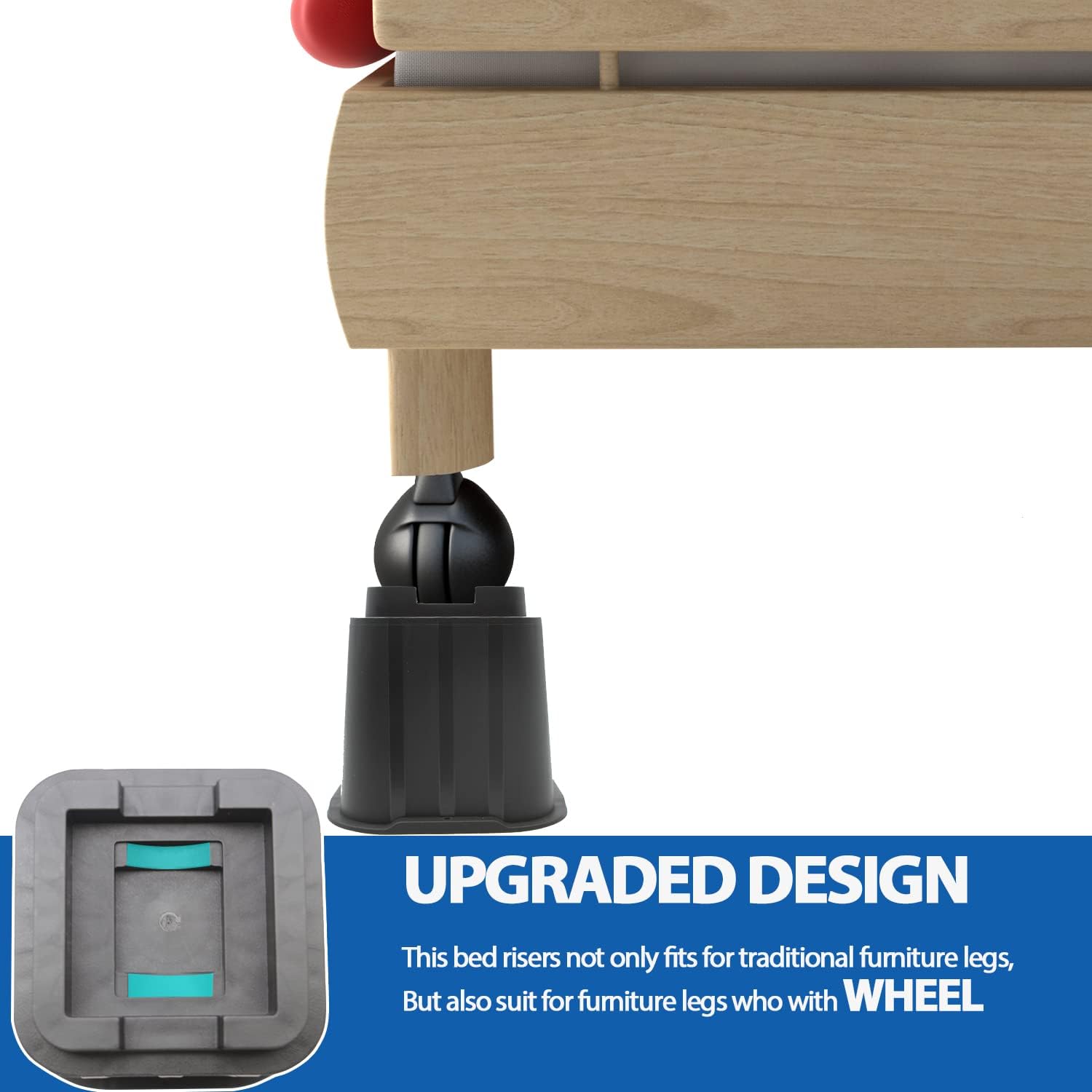 Bed Risers 8 Inch, Elevation in Height 3, 5, 8 inch, Stackable Bed Frame Risers, Heavy Duty Support Up to 6000 lbs Furniture Risers 8 Pack for Table, Couch, Desk, Chair