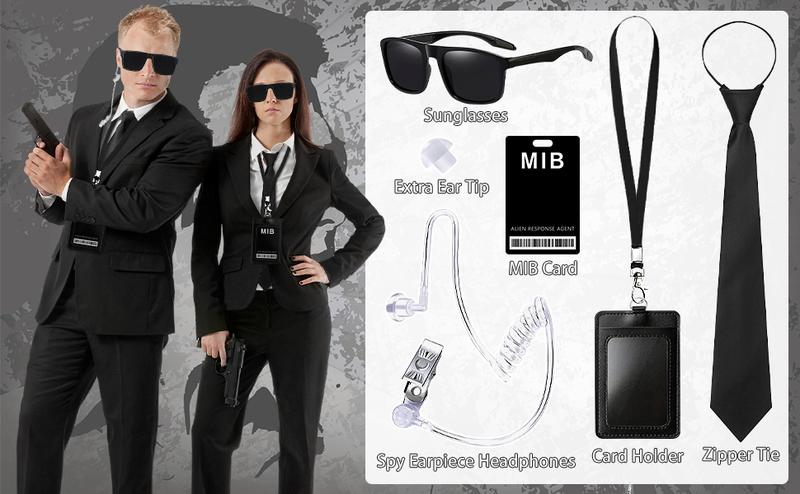 6PCS MIB Agent Costume Accessories, Secret Service Costume Set Spy Costume Accessories for man, women, small boys and small girls for Cosplay