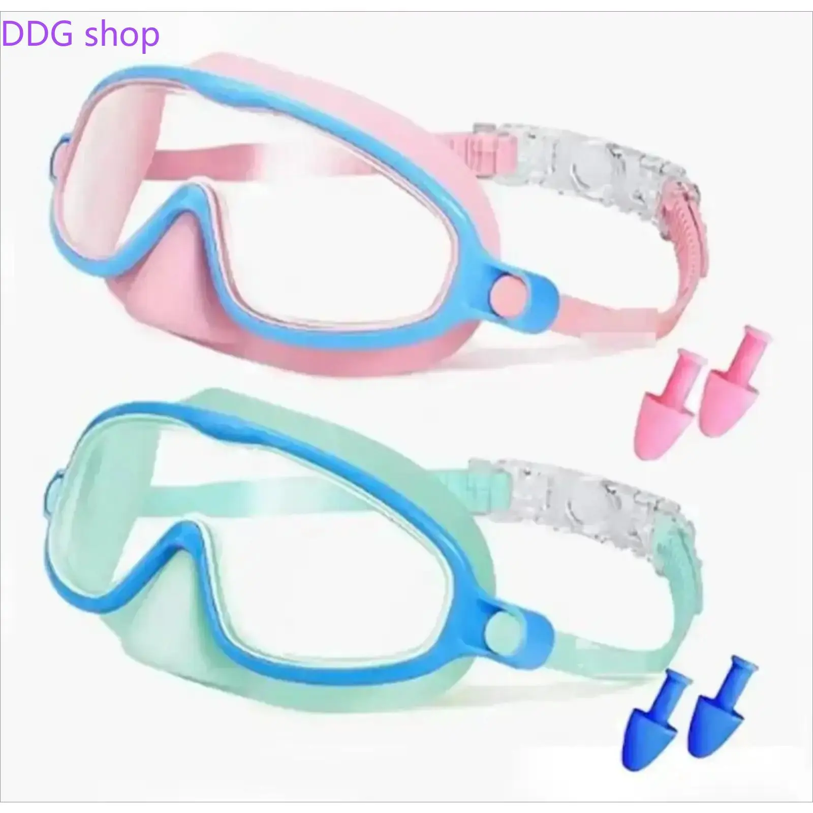 2 Pack Anti-Fog UV Protection Swim Goggles with Integrated Nose Cover, Leakproof Snorkel Diving Mask with Free Earplugs, Adjustable Strap Water Gear for Pool, Beach Trips & Snorkeling