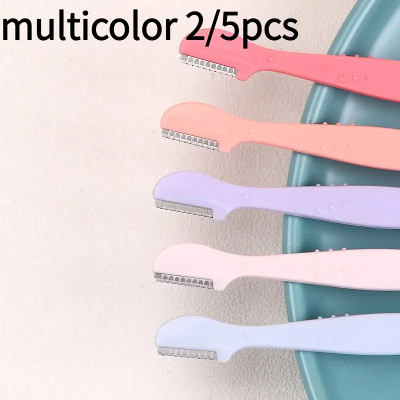 2/3/5Pcs Straight Handle Round Head Eyebrow Trimmer Beauty Tools Beginner Anti-scratch Eyebrow Trimmer Eyebrow Razor Eyebrow Hair Trimmer