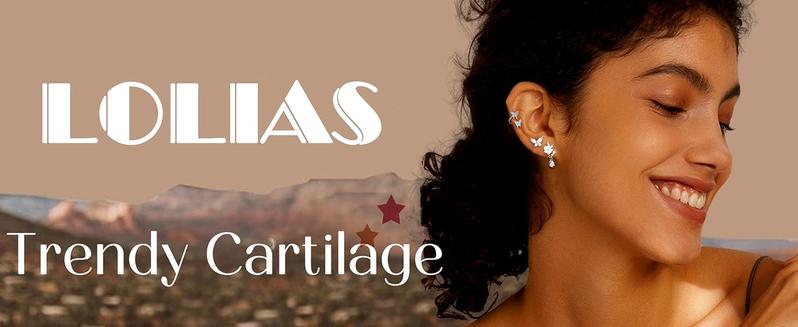 LOLIAS 9PCS 16 Gauge Cartilage Earrings Helix Earrings for Women Stainless Steel Helix Piercing Jewelry Leaf Butterfly CZ Studs Flat Back Cartilage Earrings