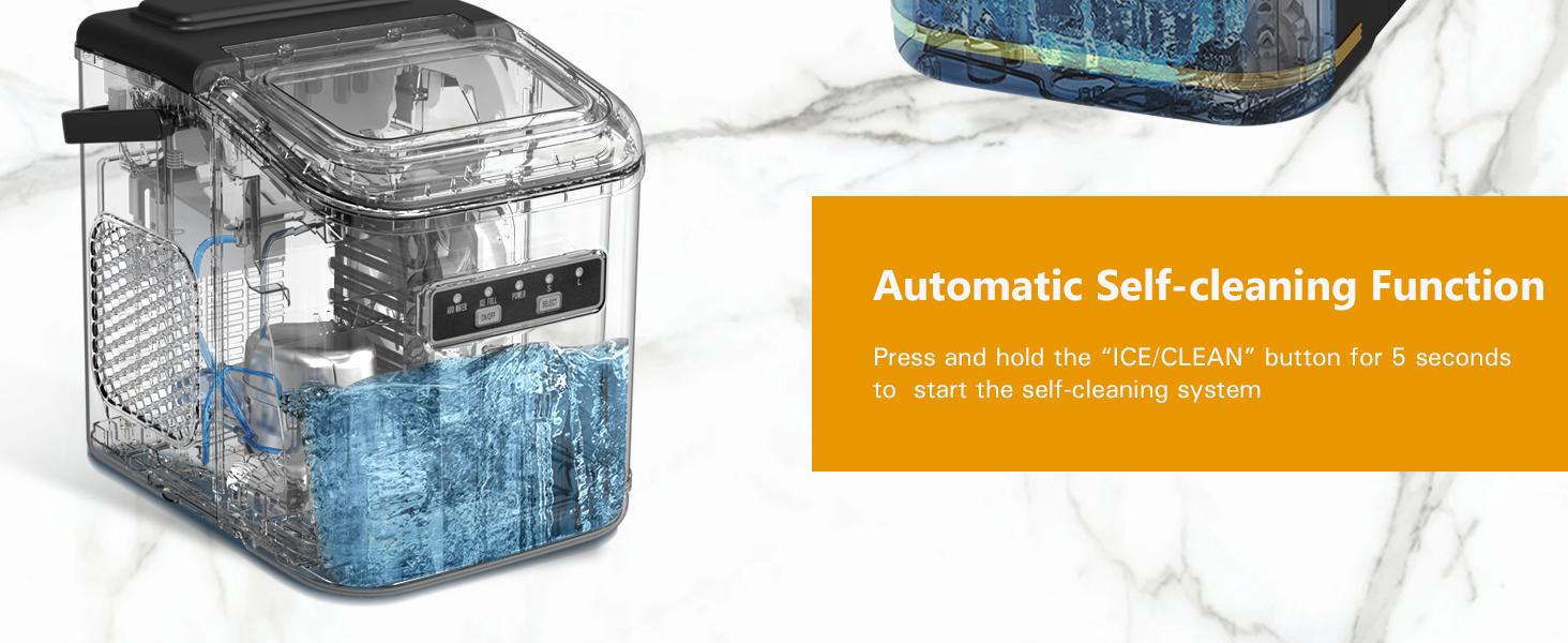 COWSAR Countertop Ice Maker, Portable Bullet Ice Machine Self-Cleaning with Ice Scoop and Basket,9 Cubes in 6 Mins, 26.5lbs/24h,2 Sizes of Ice Cube for Home Kitchen Office Bar Party