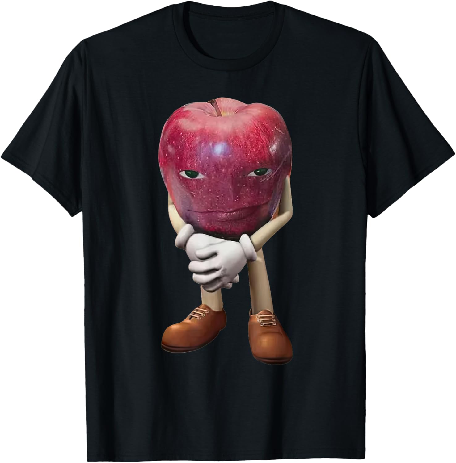 Unisex Me Asf Apple Funny Apple With Face Meme Wapple T-Shirt Graphic Vintage Casual Round Neck Tshirt