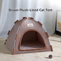 Brown Plush-Lined Cat Tent