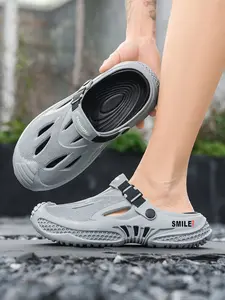 Men's Breathable Clogs Sandals, Adjustable Strap Closed Toe Slip On Slippers, Non-Slip Thick Sole Casual Garden Shoes, Lightweight Water Shoes for Indoor Outdoor Beach Shower, 4 Colors Available