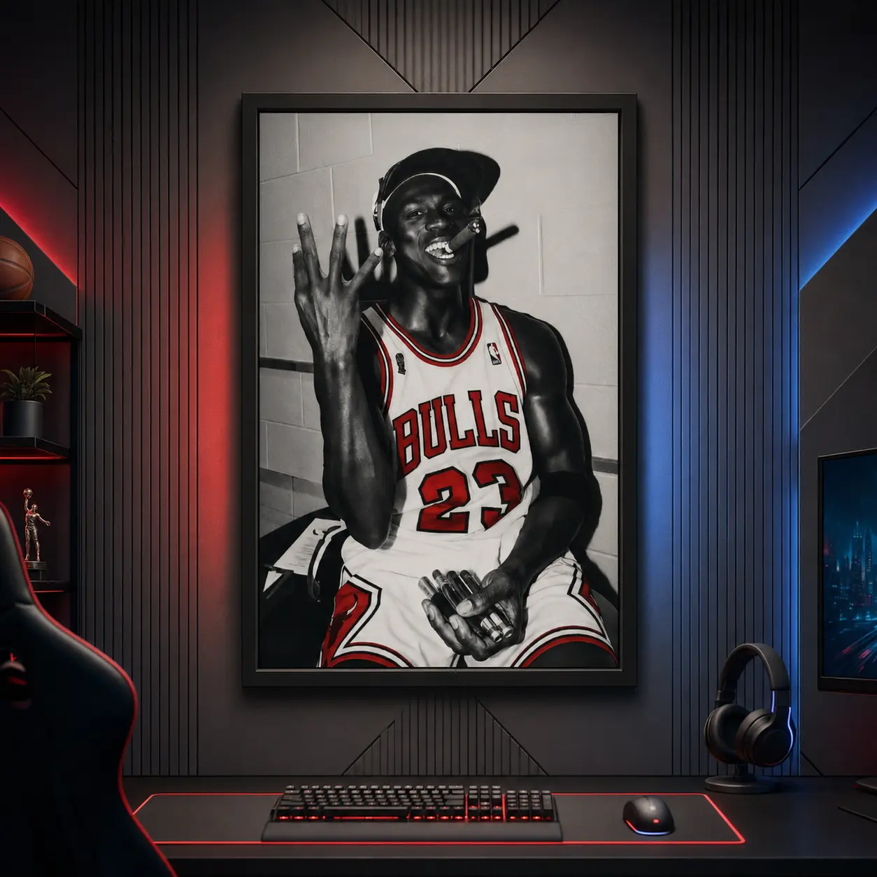 Michael Jordan Basketball Canvas Wall Art, Motivational Sports Legend Poster, Vintage Slam Dunk Print for Bedroom, Game Room, Office or Man Cave, Iconic Athlete Decor, Unique Gift for Basketball Fans, Players, Teens, Men, Dads and Sports Collectors & Fans