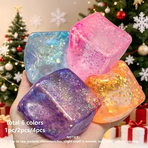 Stress Cube Squishy Stress Balls for Anxiety Relief, Slow Rising Sparkling Malt Sugar Squeeze Toy for Kids, 1p/2ps/4ps Options, Stress Ball Fidgets