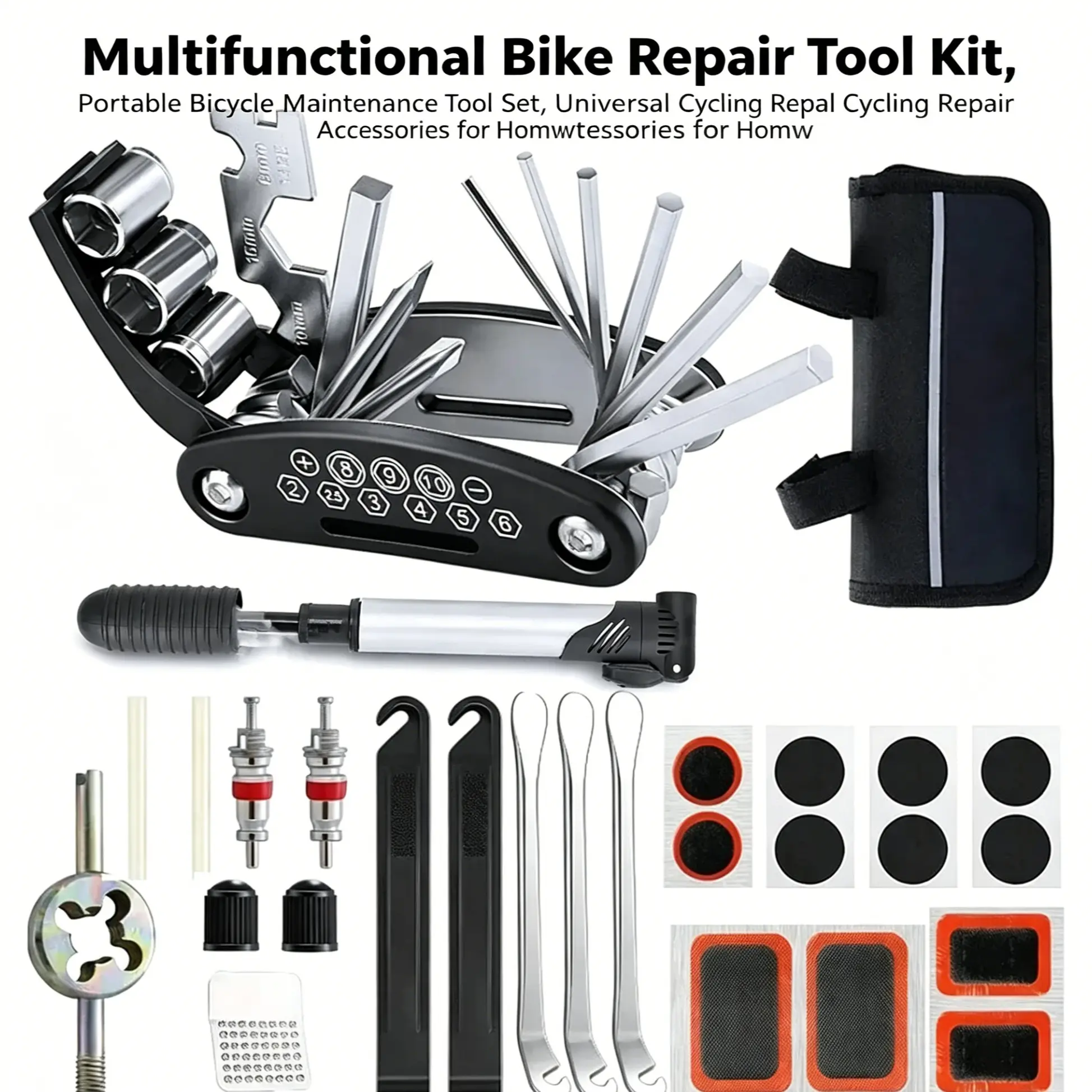 Multifunctional Bicycle Repair Tool Kit, Portable Bike Maintenance Set, Home and Outdoor Universal Bike Repair Accessories, Cycling Repair Tools