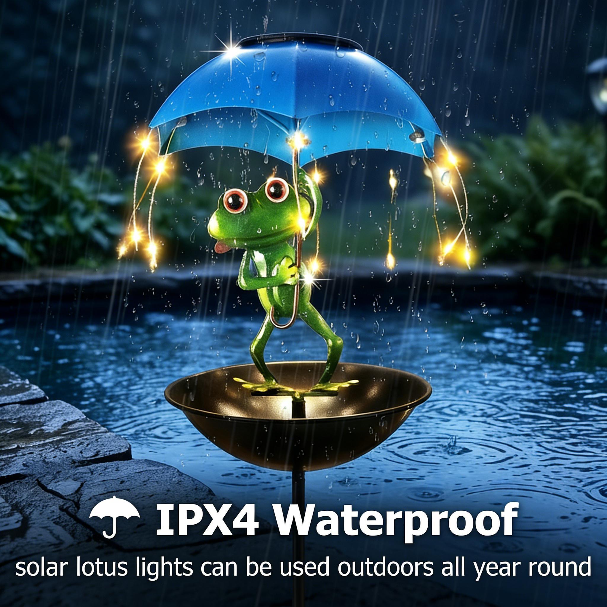 Outdoor Frog Statue Solar Light with LED String, Garden Bird Feeder & Hummingbird Feeder Lamp, Waterproof Decor for Aisle, Yard & Terrace