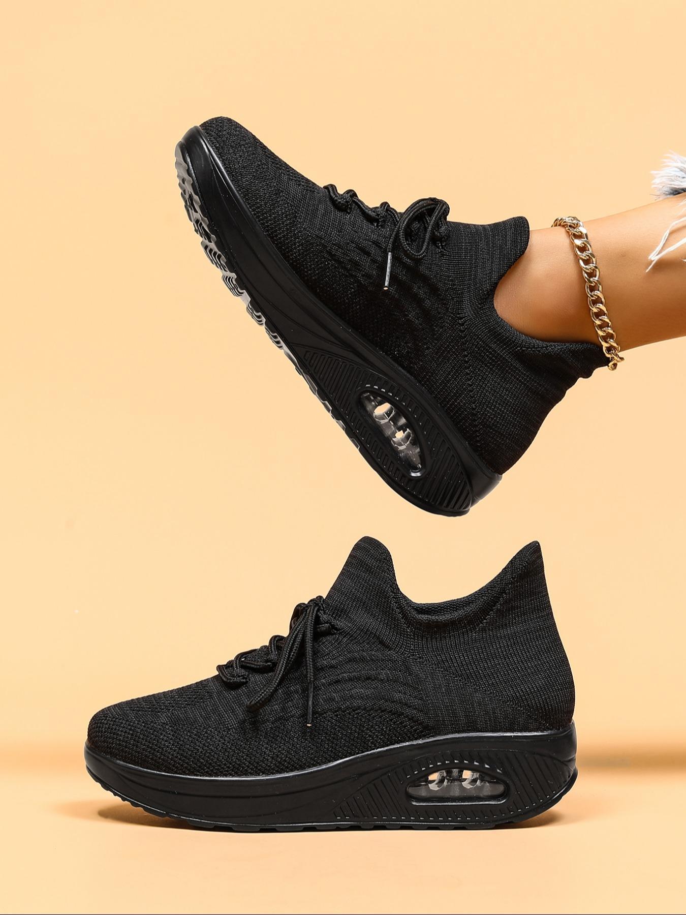 Women's Fashionable Ditsy Floral Print Lace Up Low Top Sneakers, Casual Breathable Comfortable Sports, All-match Round Toe Shoes for Daily Wear, Knitted Running Shoes