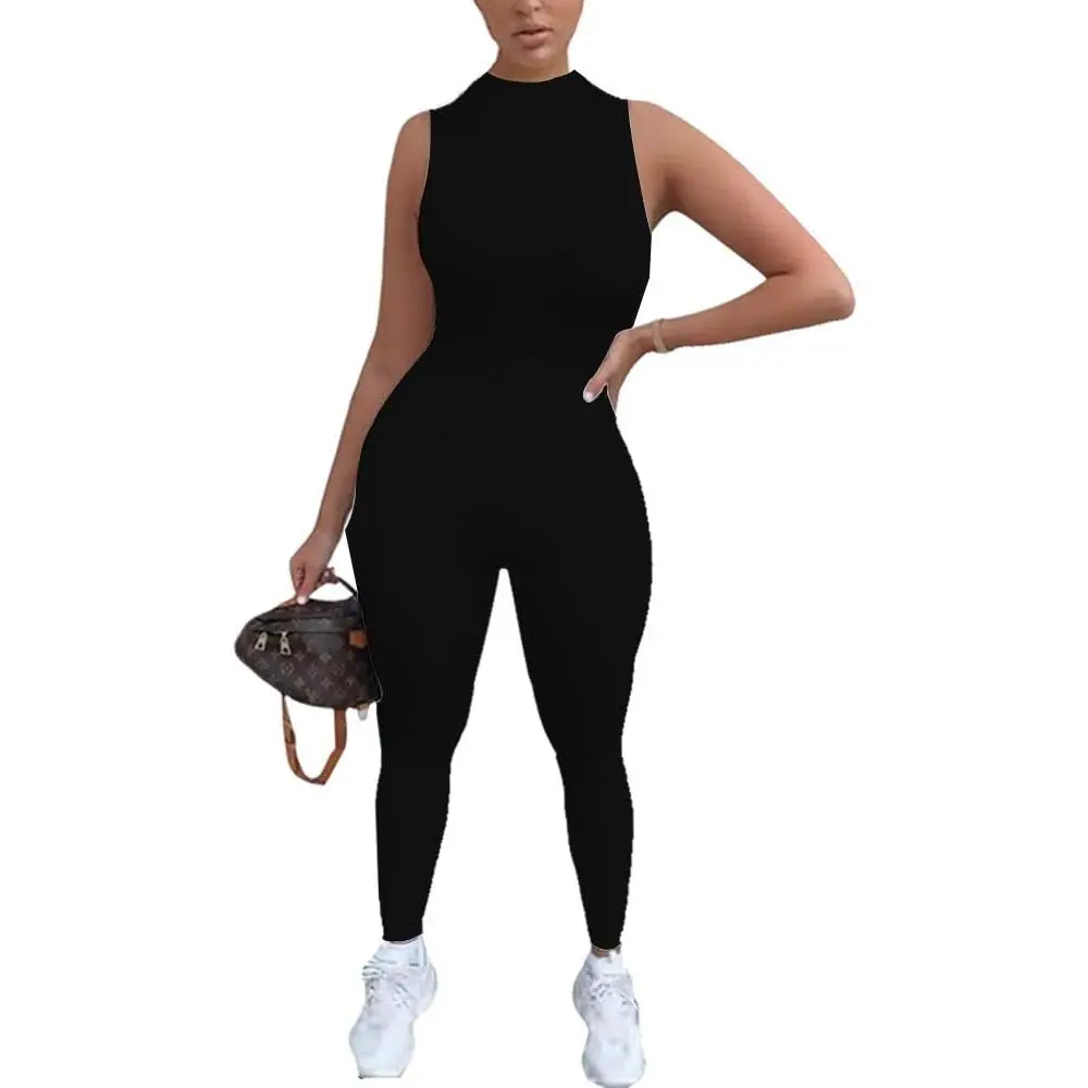 Women's Sexy Sleeveless Zipper Bodycon Party Club Long Rompers Jumpsuit