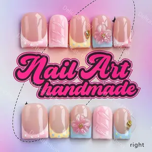 Y2K Square Nails, 10 Fingers Per Set, Handmade, XS-S-M-L Sizes, Perfect for Parties, Dates, Gifts, Includes Glue, Pusher, File