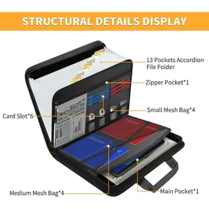File Folder, Large-Capacity A4 Fireproof File Folder with Handle, Foldable Expandable File Organizer, Portable Removable Folder, Waterproof & Fireproof Large-Capacity Foldable Accordion File Bag, Document Storage Bag