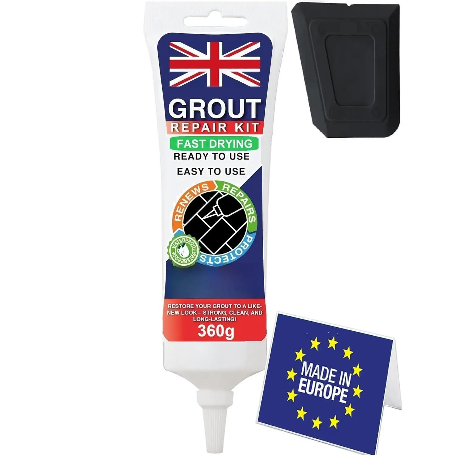 Black Grout Reviver  , 13.4 oz / 380g  DRYING, EXTRA VOLUME  Grout Repair Kit Black Tile Grout for Patio, Shower, Bathroom, Window, Quick Drying Gap Filler