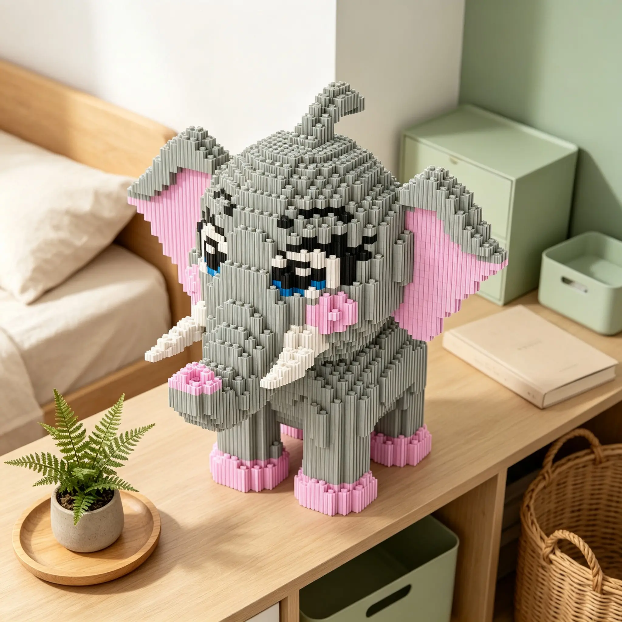 Forest Elephant 3D Puzzle Building Block Ornament, Home Office Decor, Party Decoration, Ideal Gift, Handmade Craft, Lightweight Statue