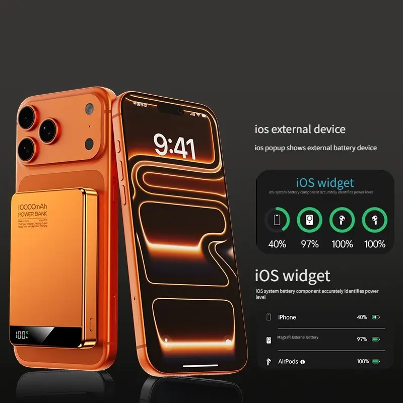 10000mAh Wireless Power Bank PD20W Fast Charging External Battery Portable Charger For iPhone Samsung iWatch Airpod