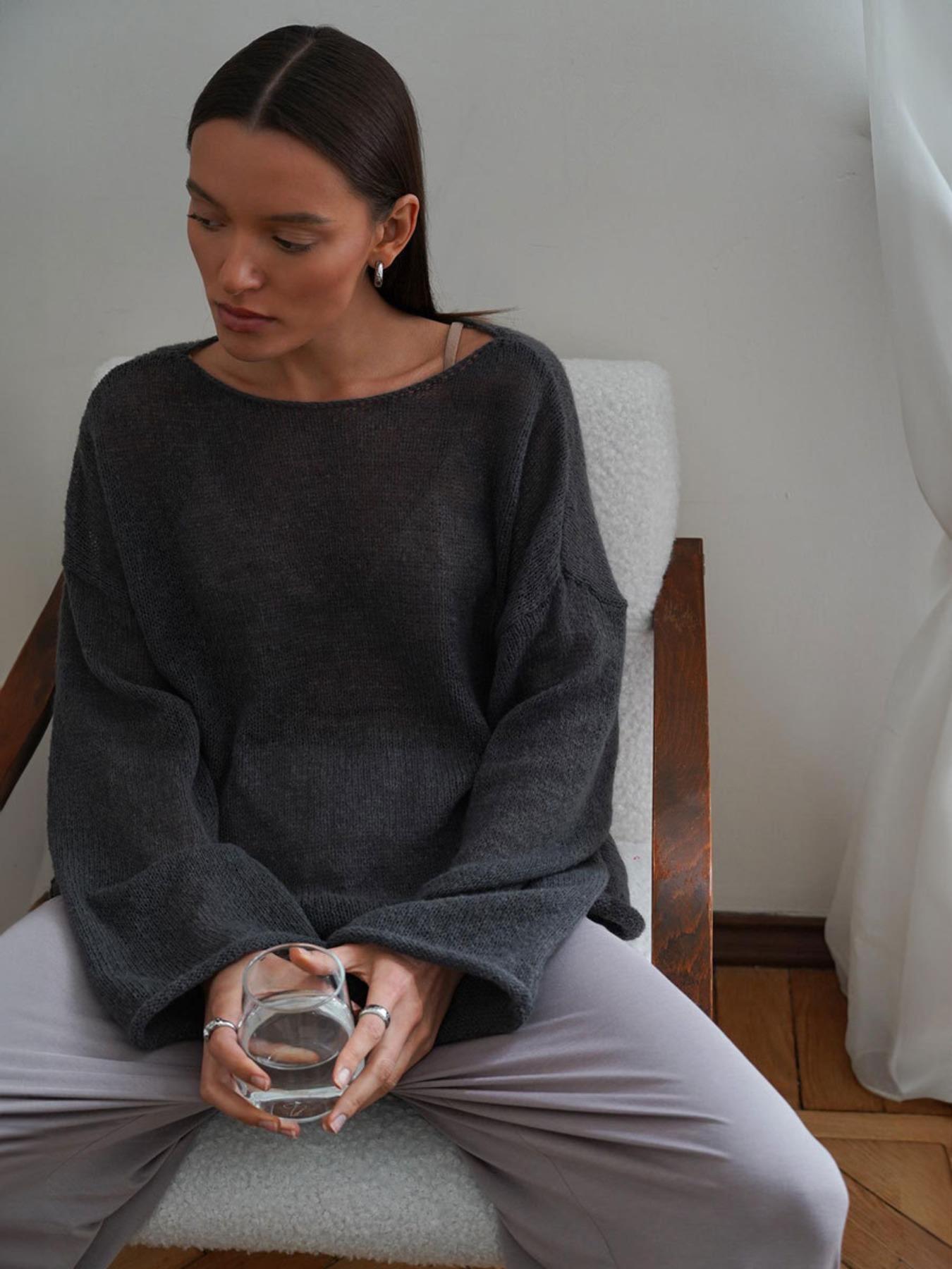 Women's Solid   Cover Up Top, Casual Long Sleeve Cover Up for Beach Vacation, Ladies Knitwear for All Seasons