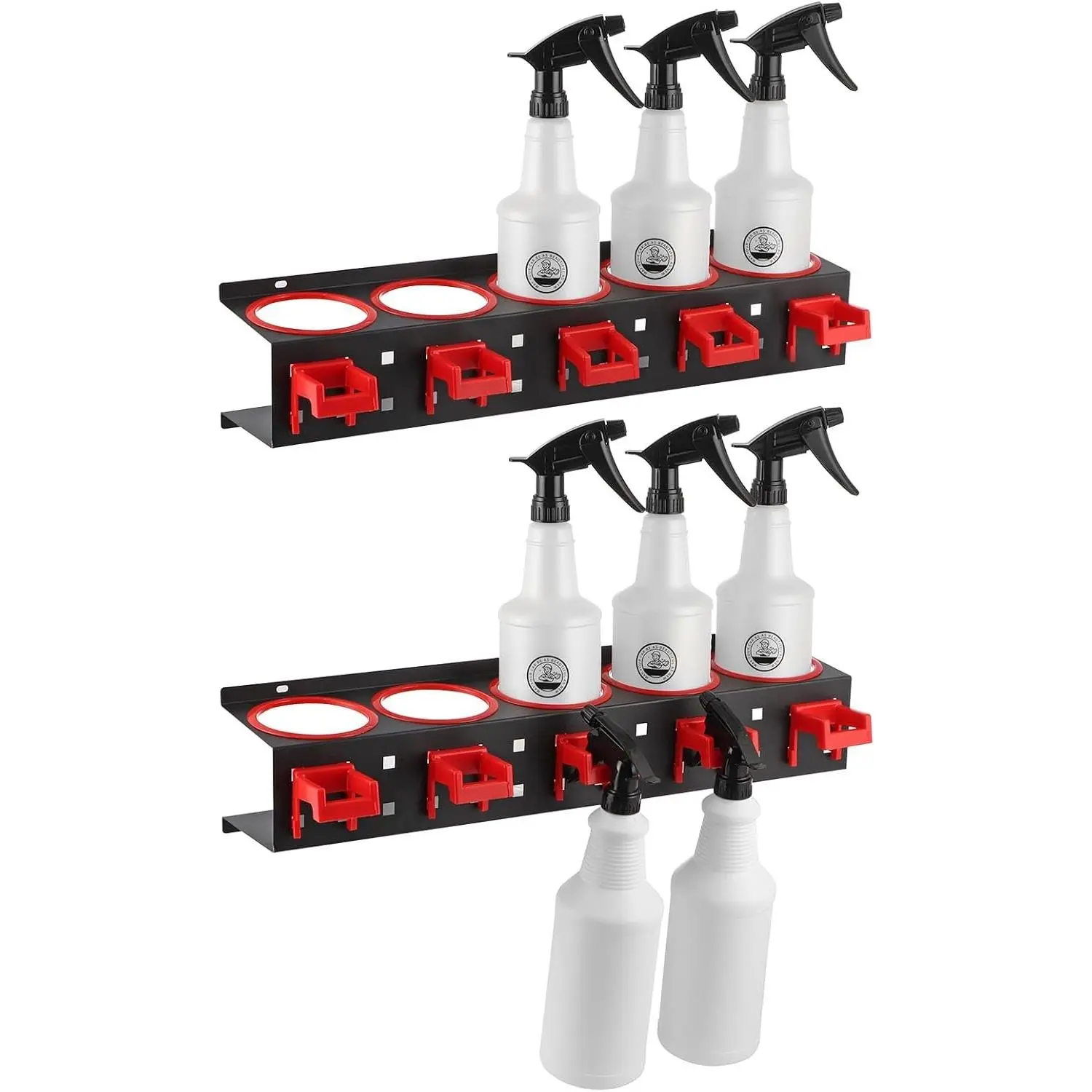 MOLIGOU 2 Pcs Wall Mount Steel Spray Bottle Storage Rack, Organizer Holder for Car Detailing