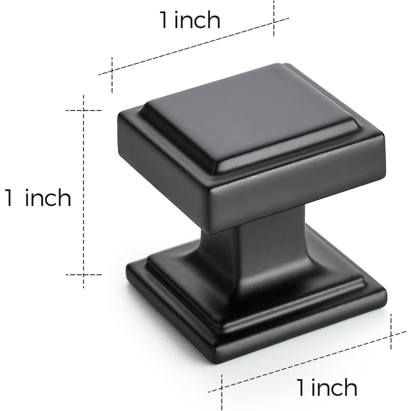 5 Pack Matte Black Square Kitchen Cabinet Knobs,Zinc Solid Drawer Pulls,Farmouse Handles for Cupboard, Dresser, Closet and Bathroom, Modern Cabinet Hardware