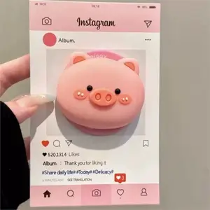 Cute 3D Pig For Magsafe Griptok Phone Holder Support For iPhone Samsung Foldable Wireless Charging Case Stand Girl Bracket
