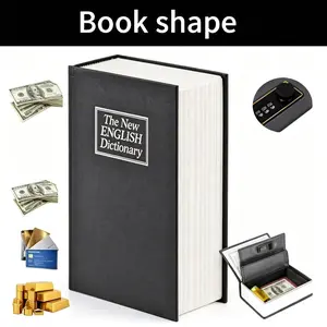 Fake Dictionary Book Safe with Password Lock Hidden Bookshelf Discreet Valuables Storage Anti-Theft Piggy Bank Case